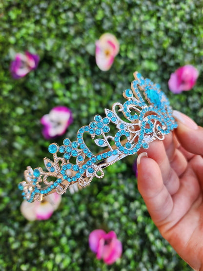 Kid's Silver Tiara with Teal Rhinestones (217)