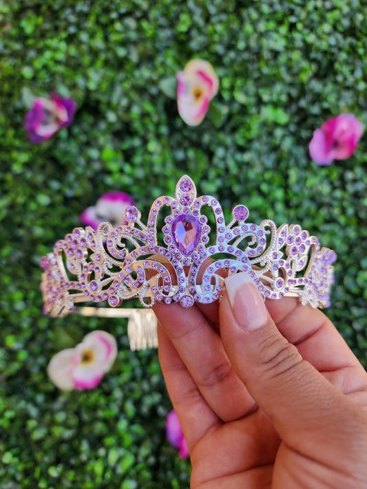 Kid's Silver Tiara with Lilac Rhinestones (216)