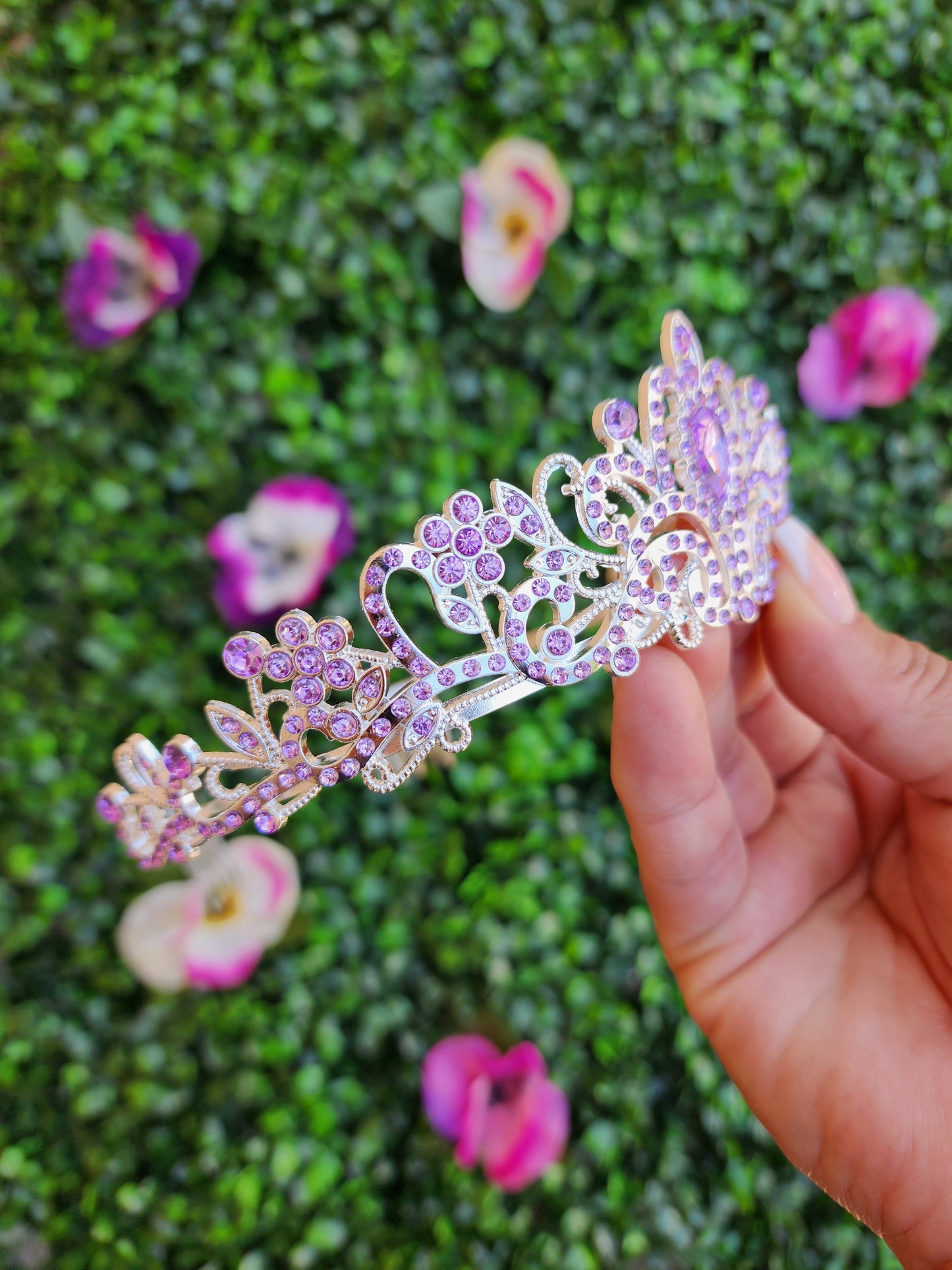 Kid's Silver Tiara with Lilac Rhinestones (216)