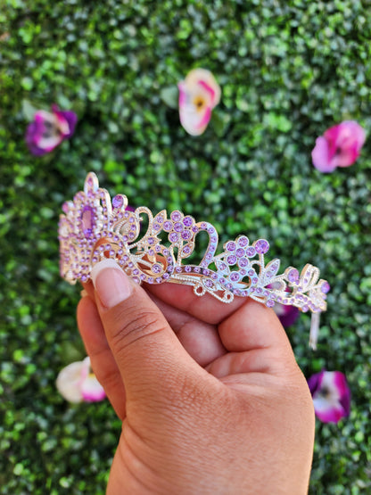 Kid's Silver Tiara with Lilac Rhinestones (216)