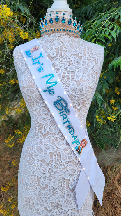 Ice Princesses Light Up Birthday Sash