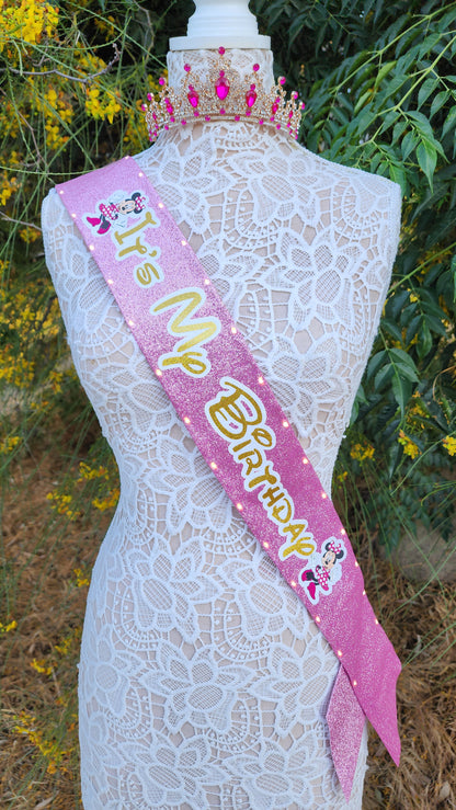 Girl Mouse Light Up Birthday Sash