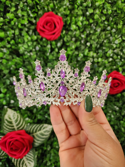 Silver Tiara with Silver & Lilac Rhinestones (115)