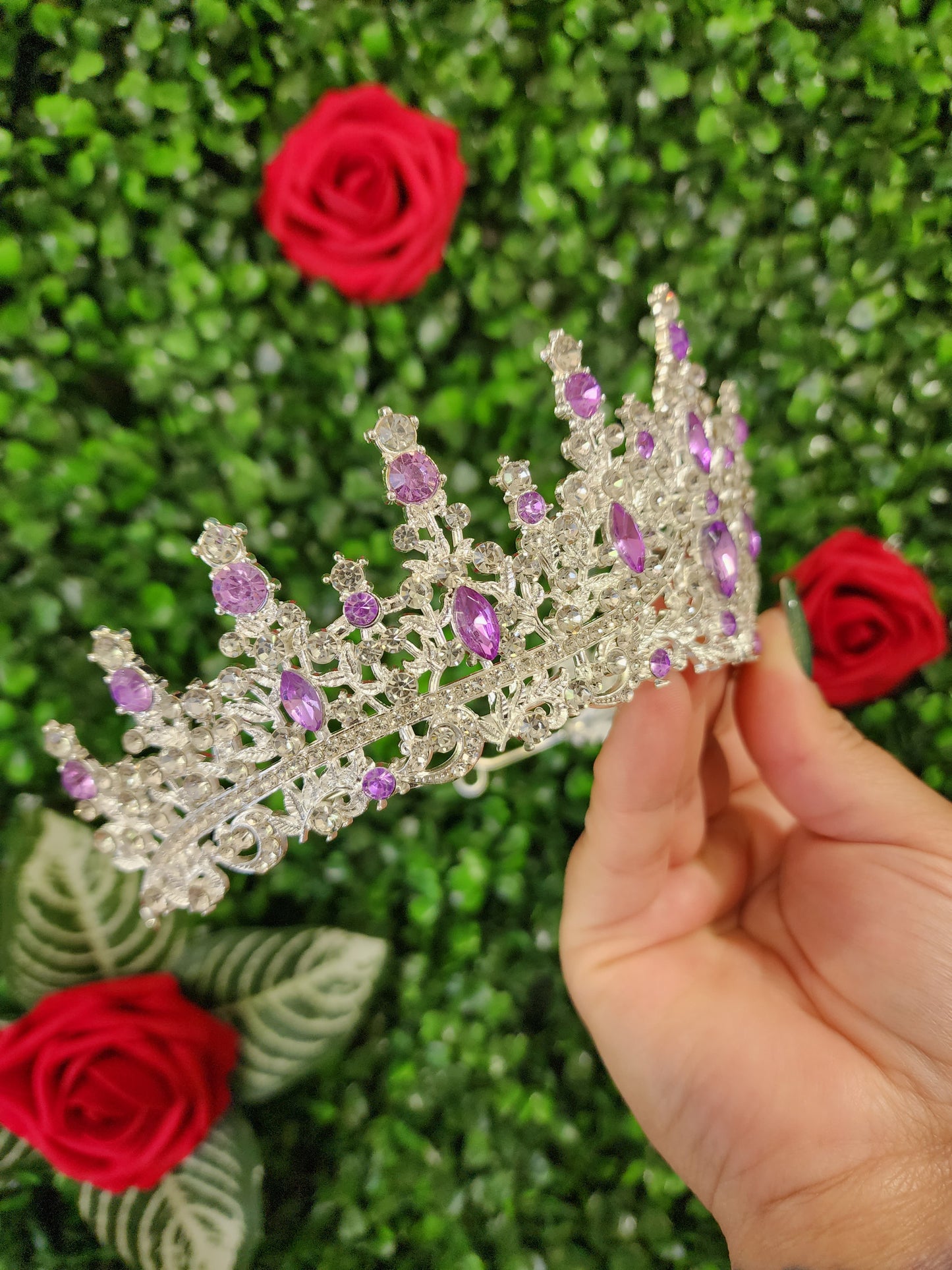 Silver Tiara with Silver & Lilac Rhinestones (115)