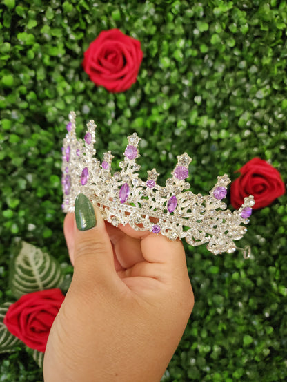 Silver Tiara with Silver & Lilac Rhinestones (115)