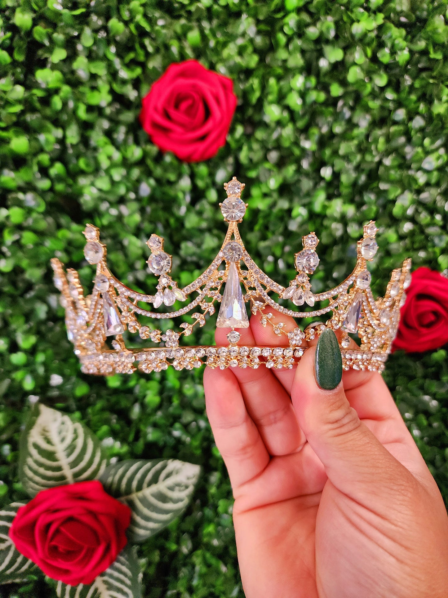 Gold Tiara with Silver Rhinestones (254)