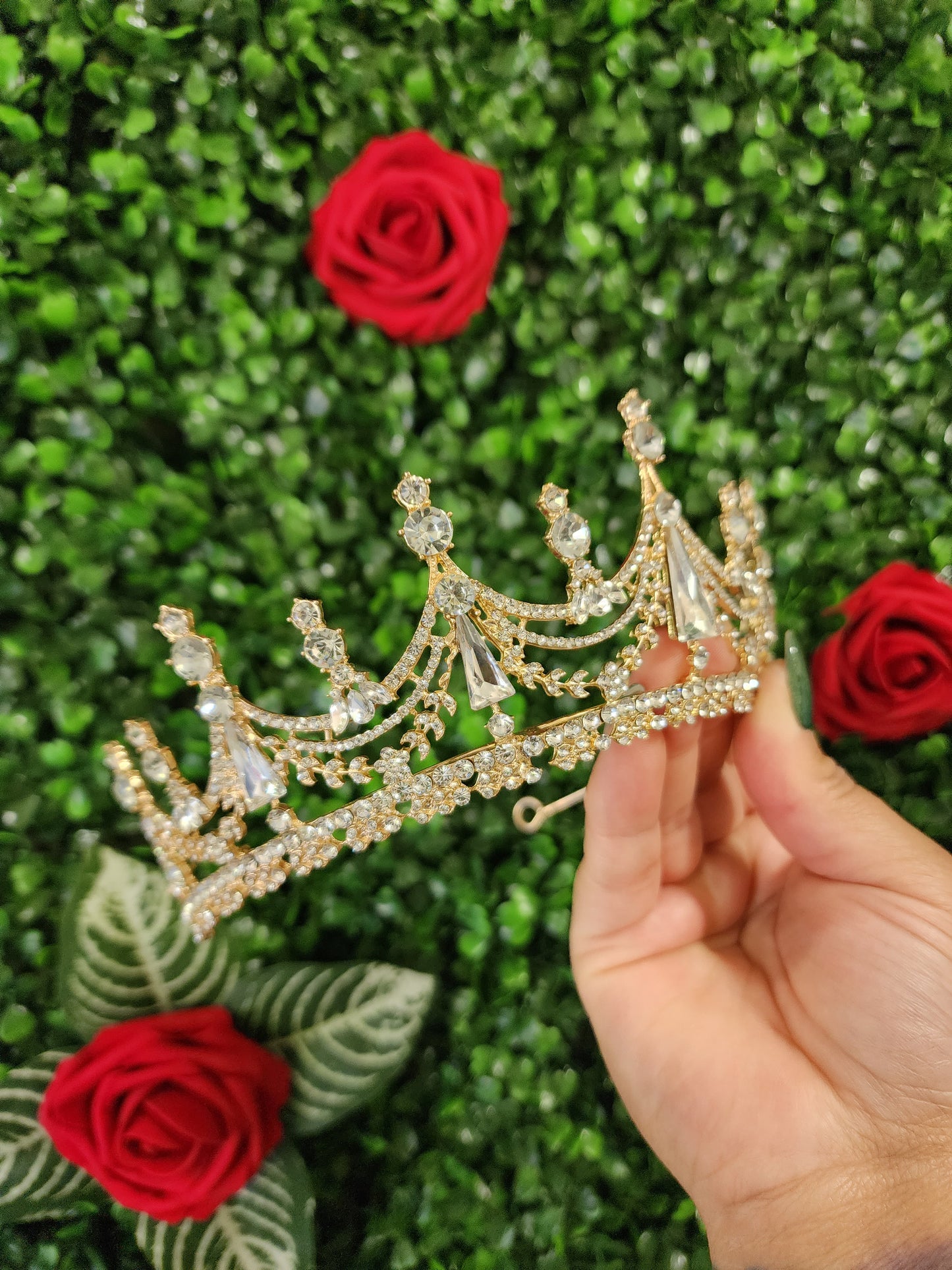 Gold Tiara with Silver Rhinestones (254)