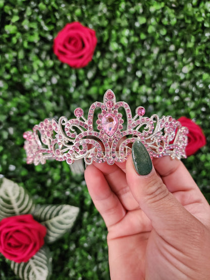 Kid's Silver Tiara with Pink Rhinestones (242)