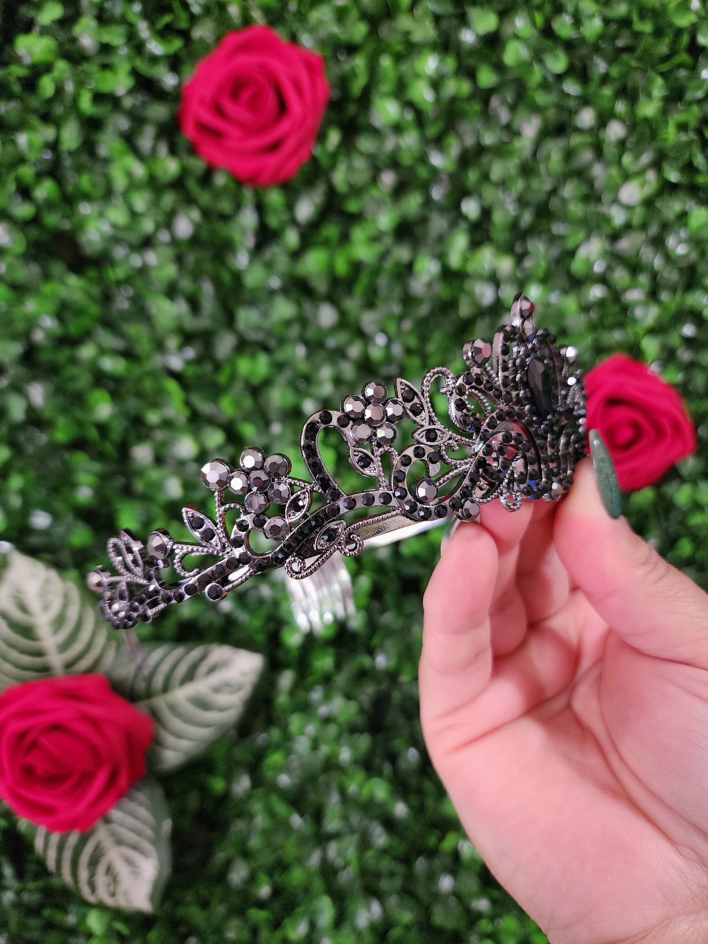 Kid's Black Tiara with Black Rhinestones (244)