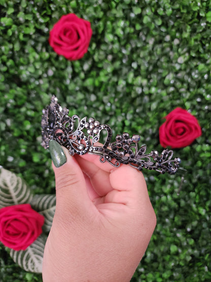 Kid's Black Tiara with Black Rhinestones (244)