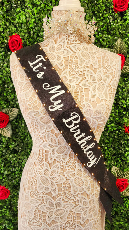 "It's My Birthday" Light-Up Sash | Light Up Birthday Celebration LED Party Accessory
