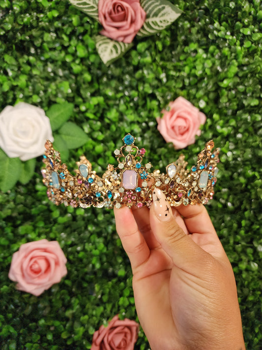 Bronze Crown with Multicolored Rhinestones (151)