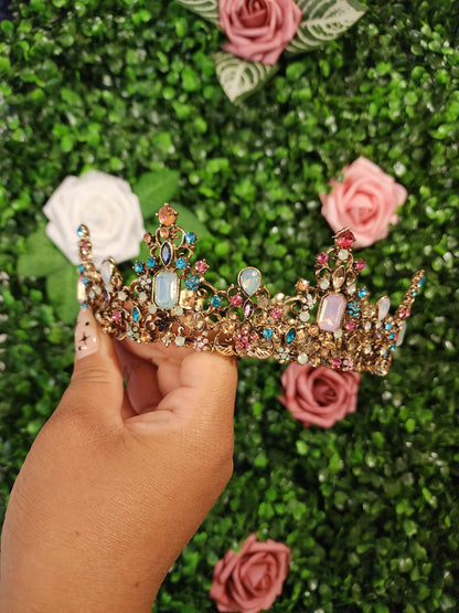 Bronze Crown with Multicolored Rhinestones (151)