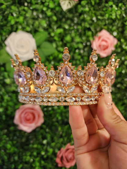 Gold Crown with Silver & Light Pink Rhinestones (112)