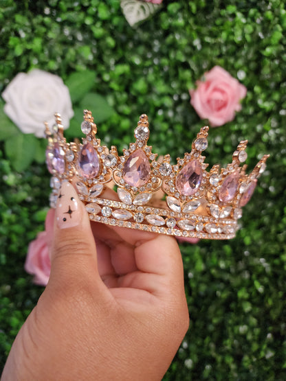 Gold Crown with Silver & Light Pink Rhinestones (112)