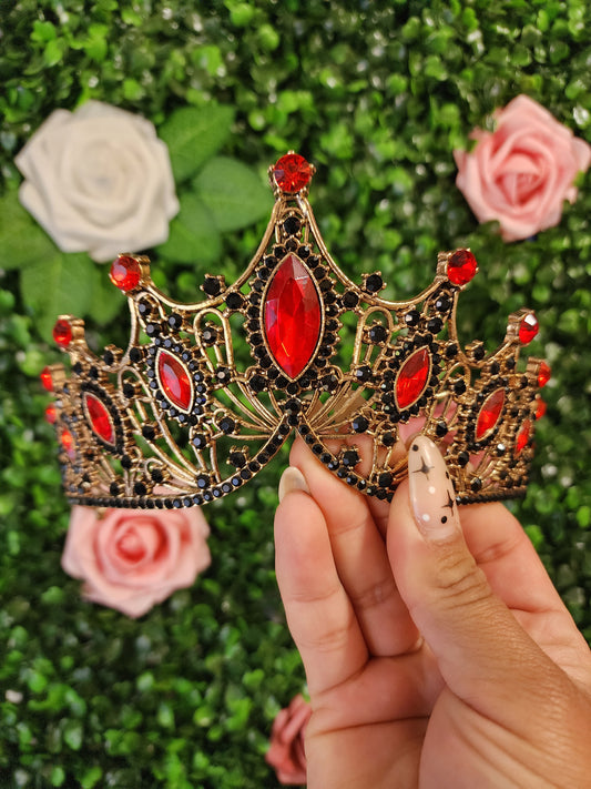 Bronze Tiara with Black & Red Rhinestones (179)