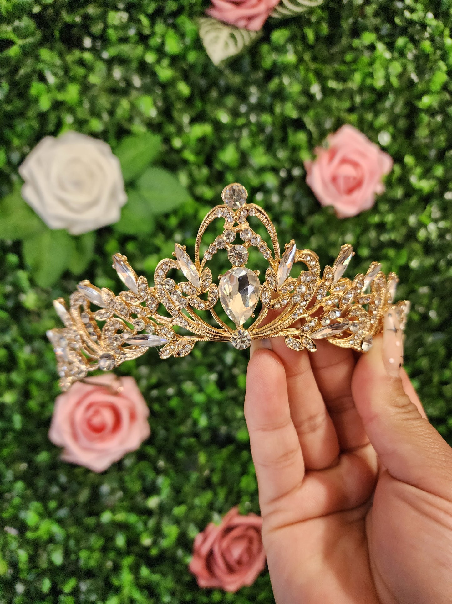 Gold Tiara with Silver Rhinestones (86)