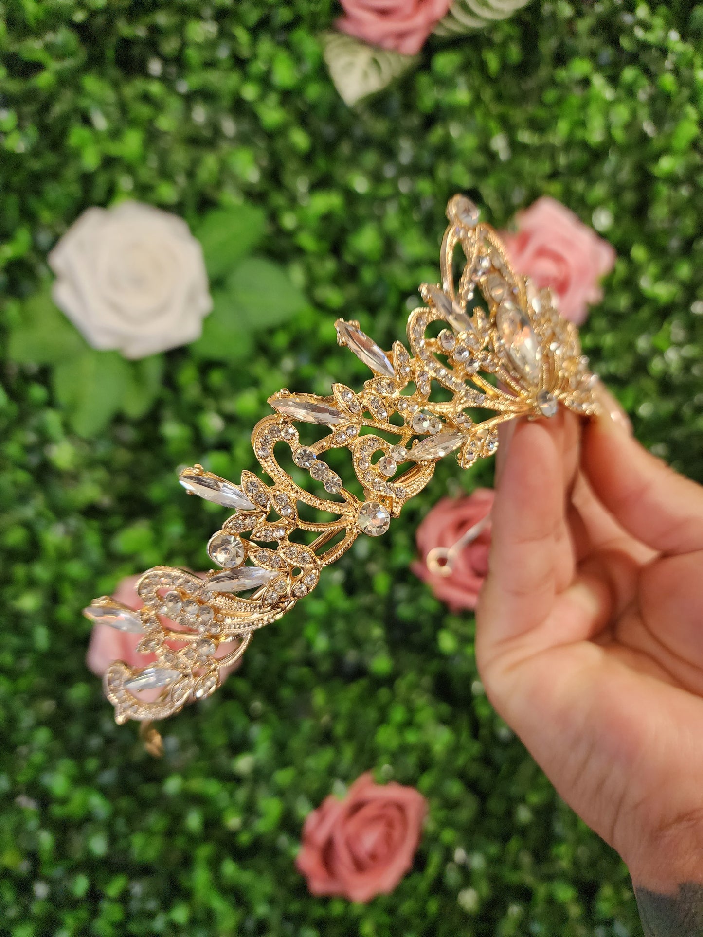 Gold Tiara with Silver Rhinestones (86)