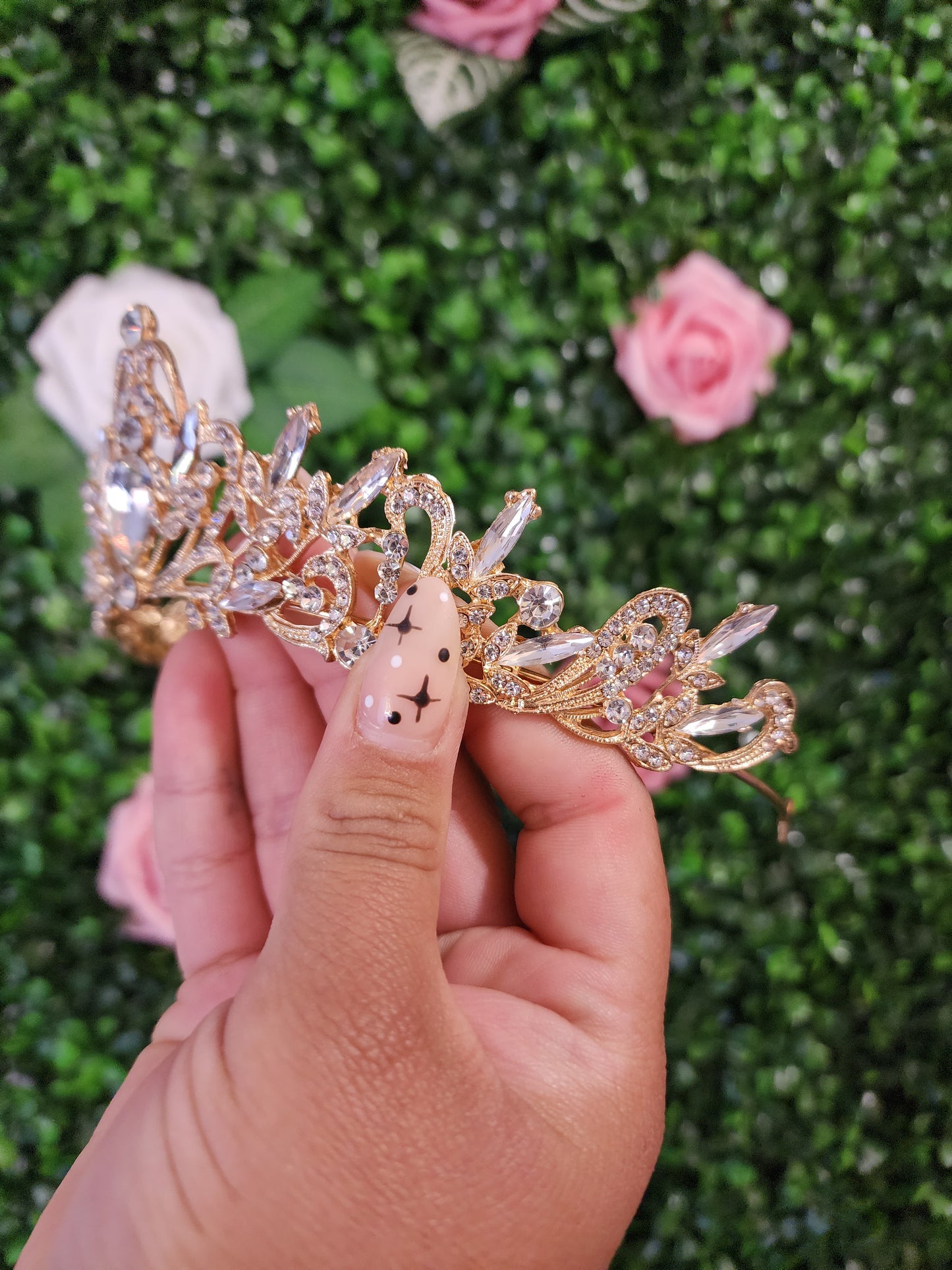 Gold Tiara with Silver Rhinestones (86)