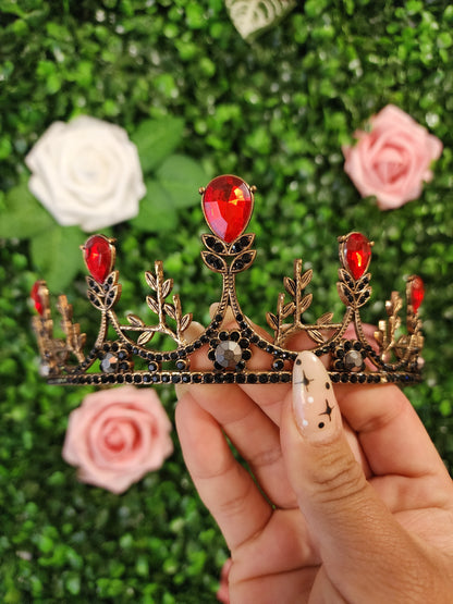 Bronze Tiara with Black & Red Rhinestones (158)