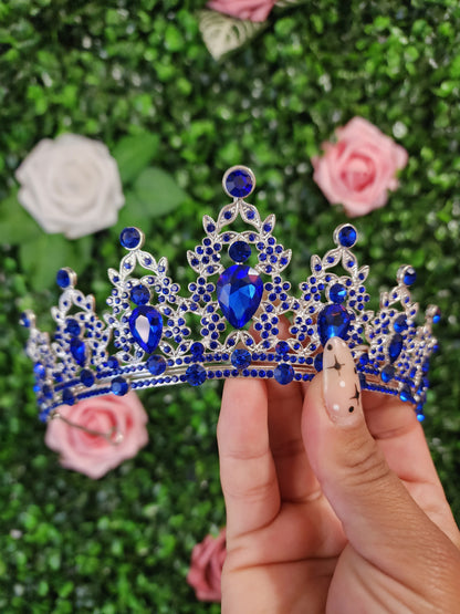 Silver Tiara with Blue Rhinestones (126)