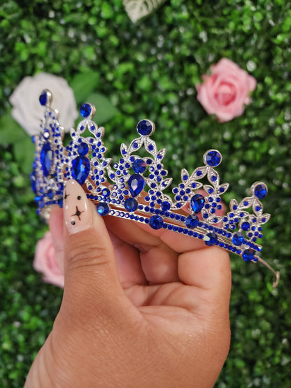 Silver Tiara with Blue Rhinestones (126)