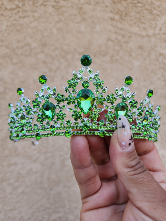 Silver Tiara with Lime Green Rhinestones (247)