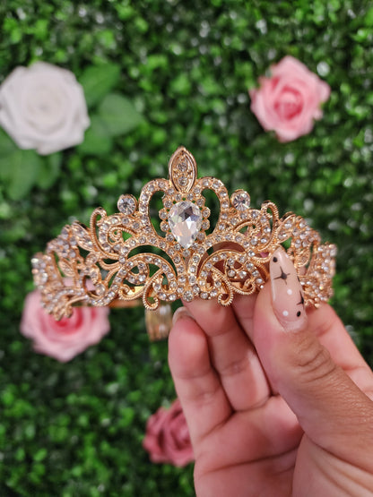 Kid's Rose Gold Tiara with Silver Rhinestones (147)