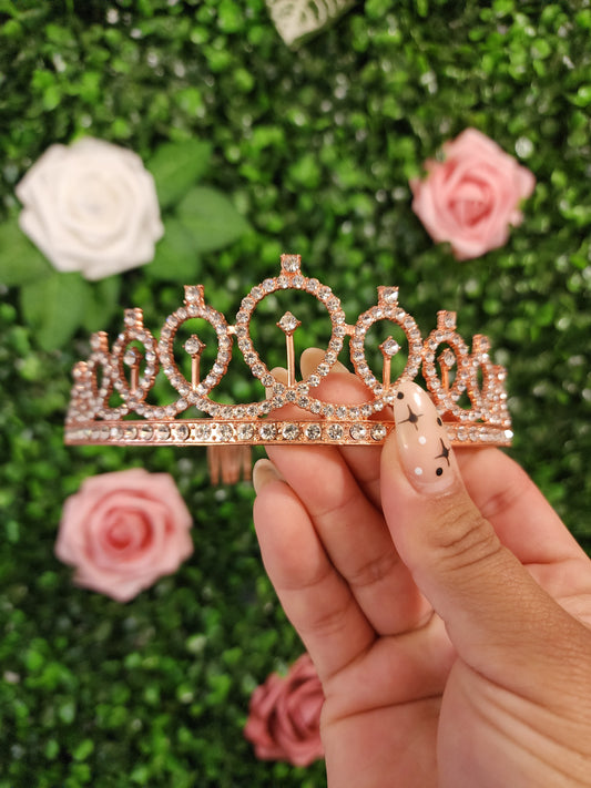 Kid's Rose Gold Tiara with Silver Rhinestones (199)