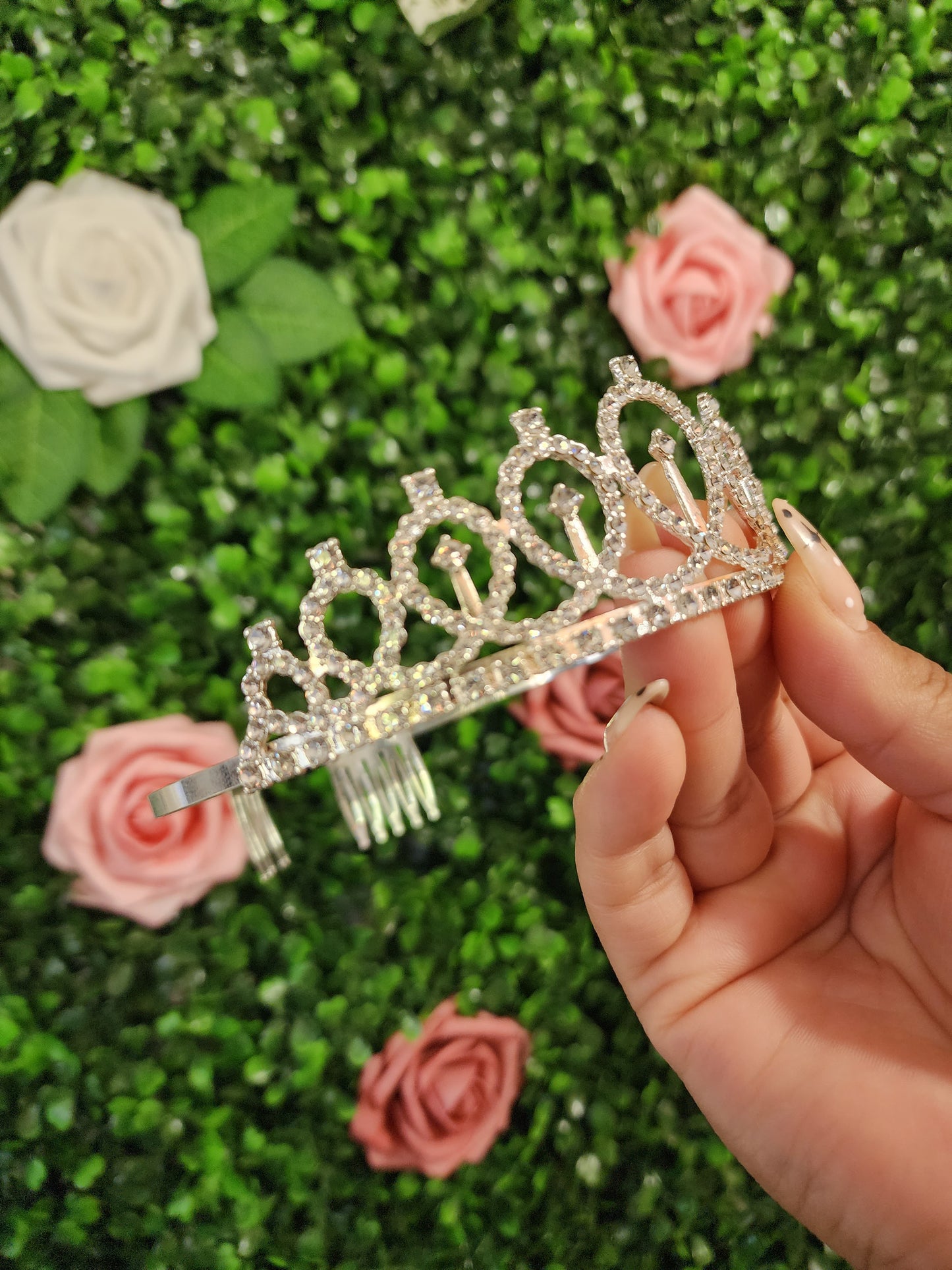 Kid's Silver Tiara with Silver Rhinestones (123)