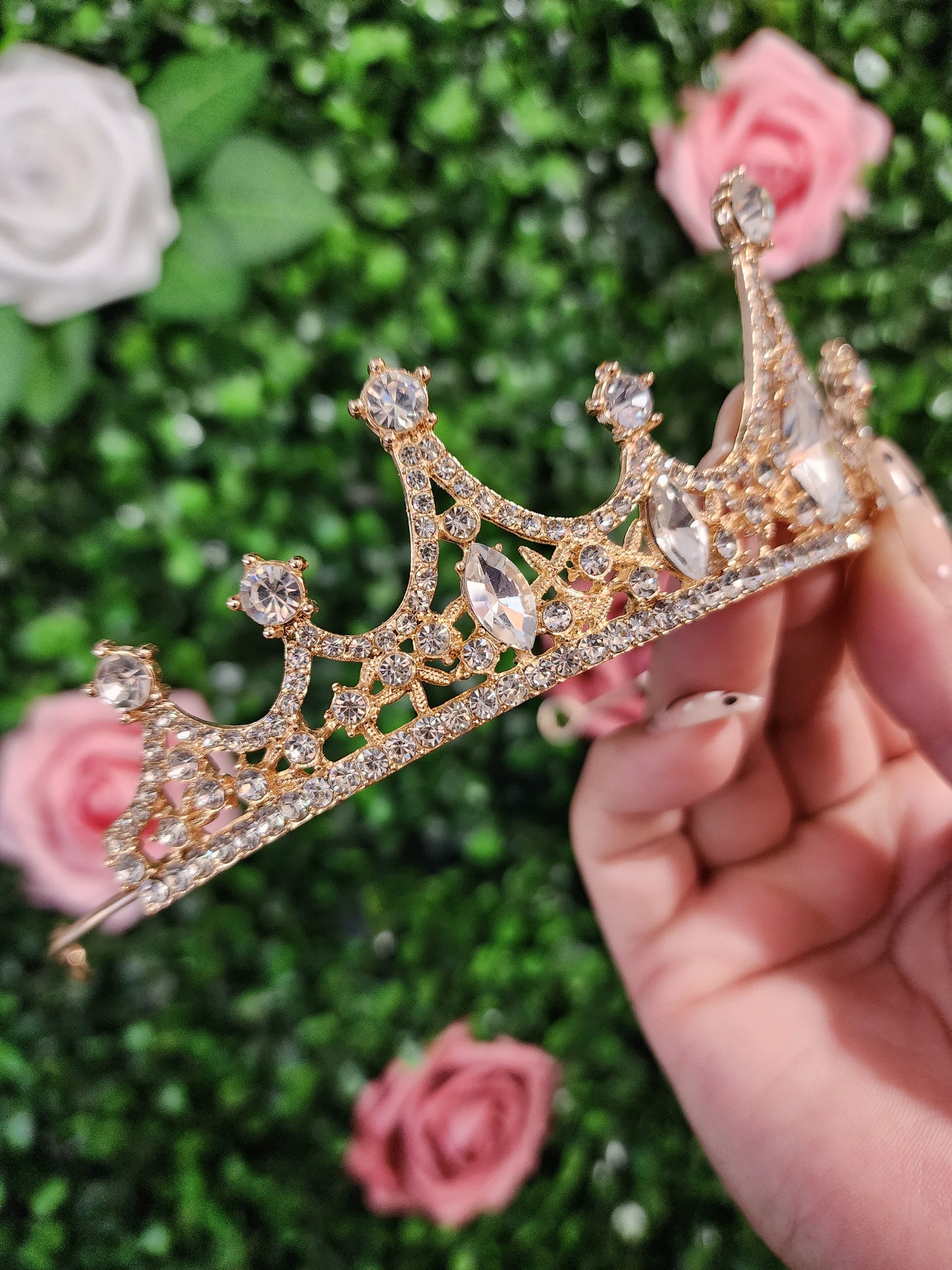 Gold Tiara with Silver Rhinestones (74)