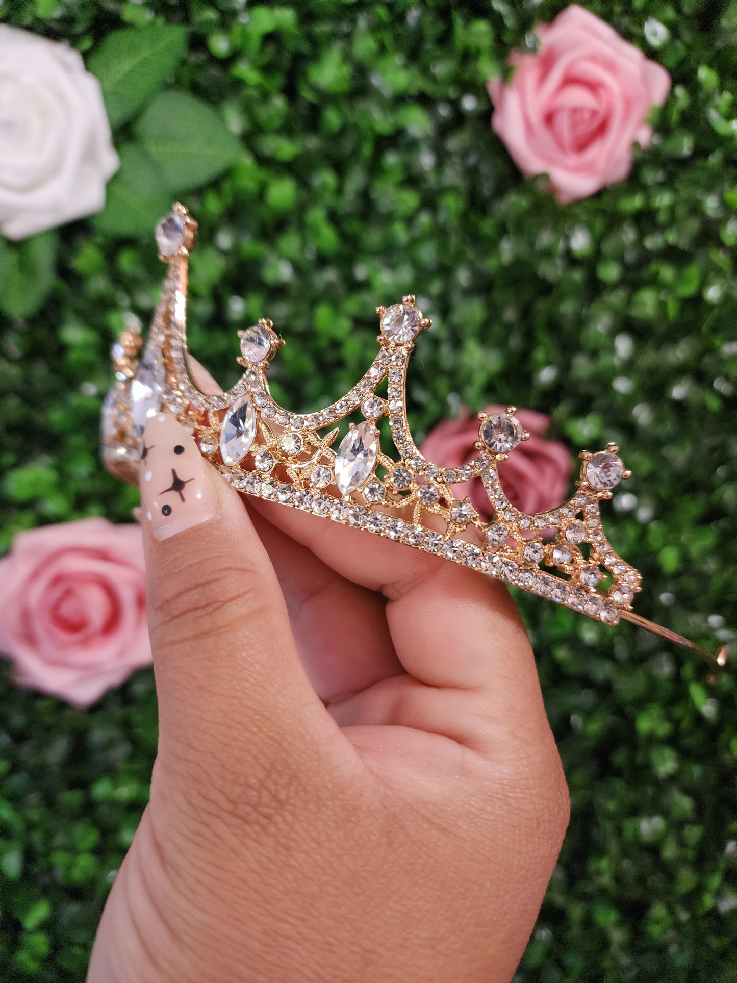 Gold Tiara with Silver Rhinestones (74)