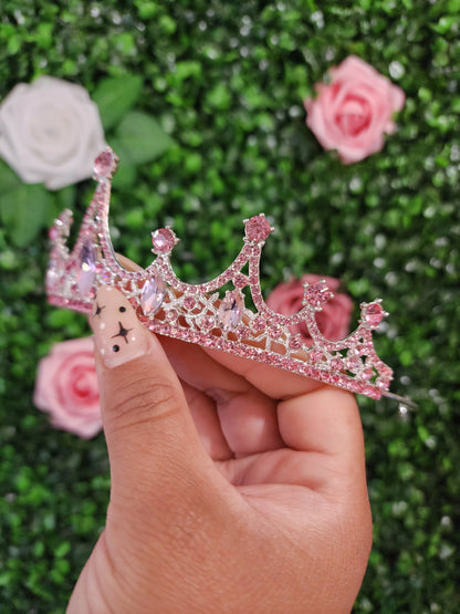 Silver Tiara with Pink Rhinestones (156)