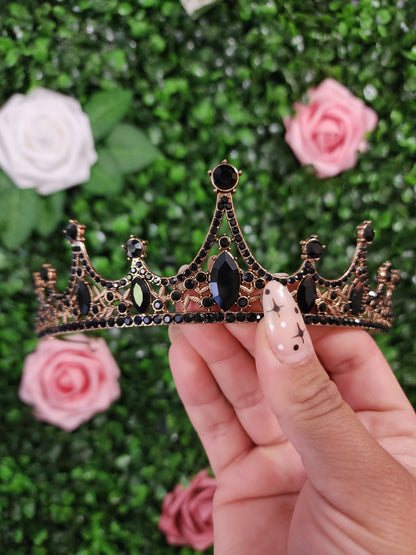 Gold Tiara with Black Rhinestones (122)