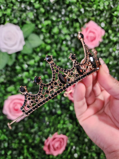 Gold Tiara with Black Rhinestones (122)