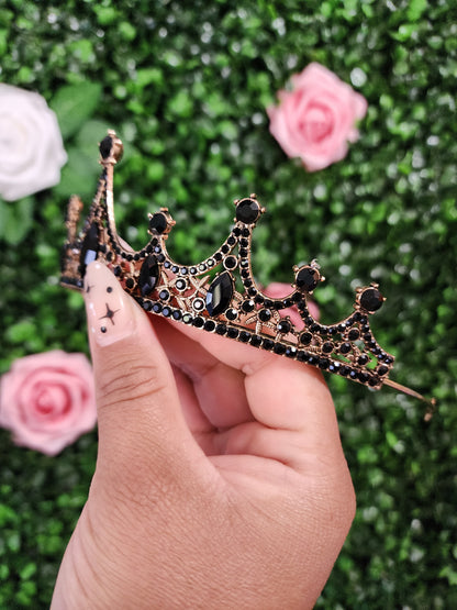 Gold Tiara with Black Rhinestones (122)