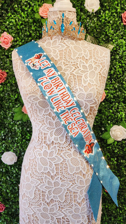 Ocean Princess Light-Up Birthday Sash