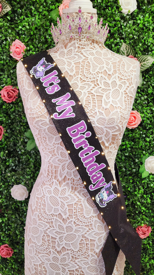 Mischievous Kitty Light-Up Birthday Sash