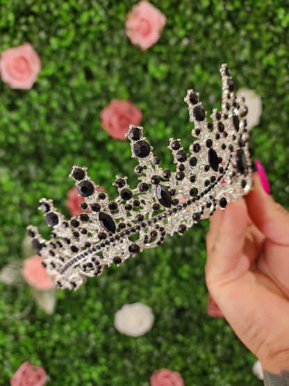 Silver Tiara with Black & Silver Rhinestones (264)