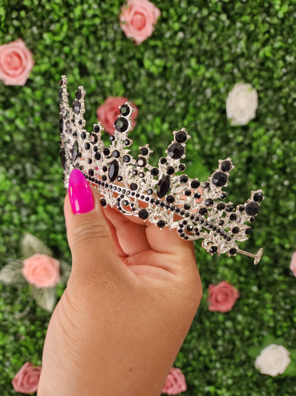 Silver Tiara with Black & Silver Rhinestones (264)