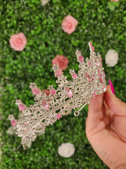 Silver Tiara with Pink & Silver Rhinestones (262)