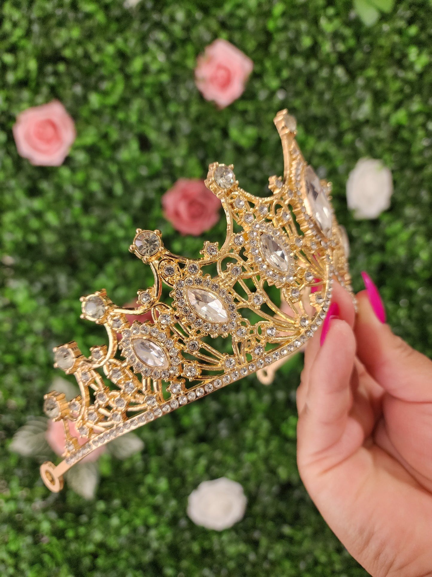 Gold Tiara with Silver Rhinestones (107)