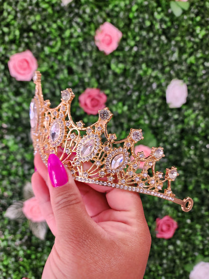 Gold Tiara with Silver Rhinestones (107)