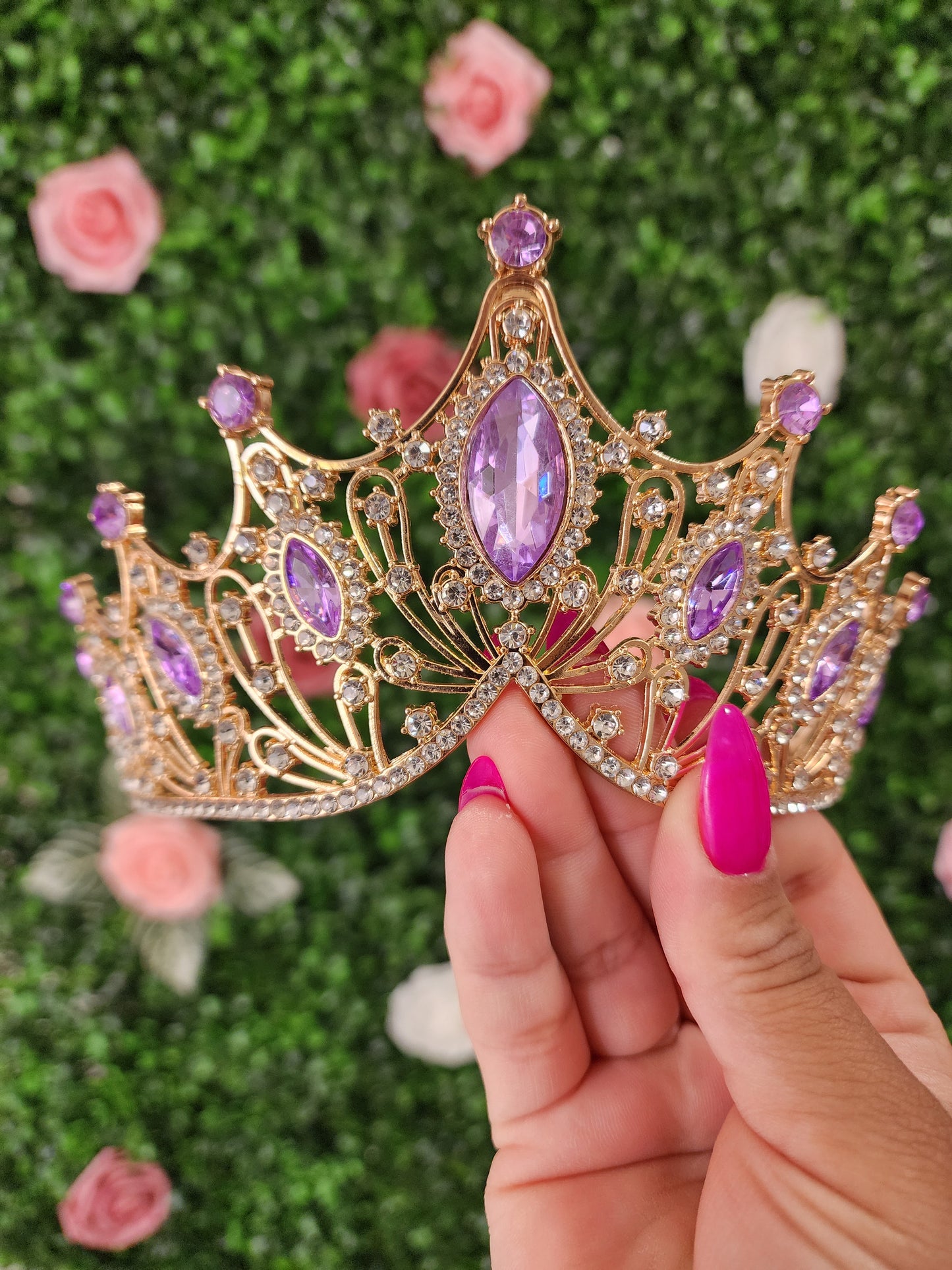 Gold Tiara with Lilac & Silver Rhinestones (271)