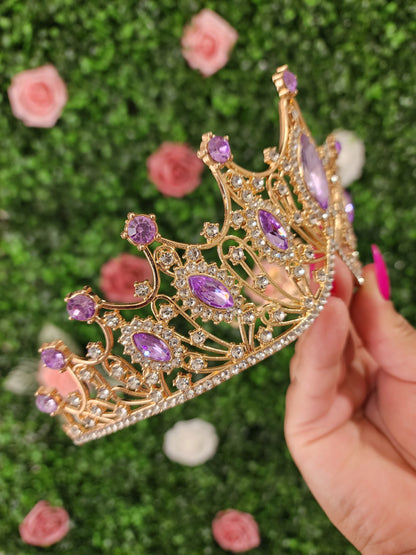 Gold Tiara with Lilac & Silver Rhinestones (271)