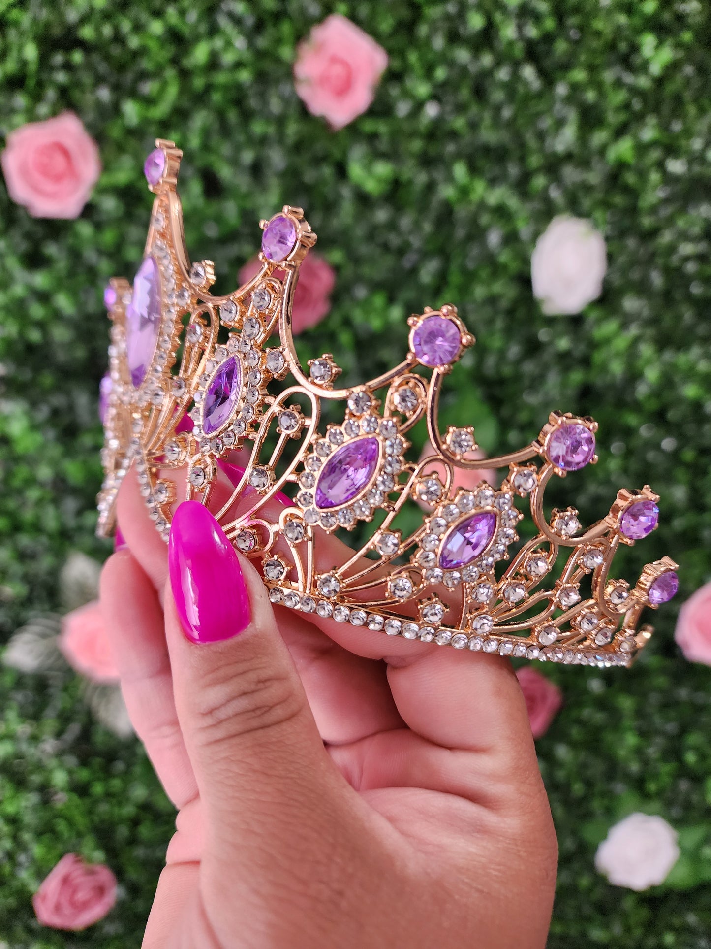 Gold Tiara with Lilac & Silver Rhinestones (271)