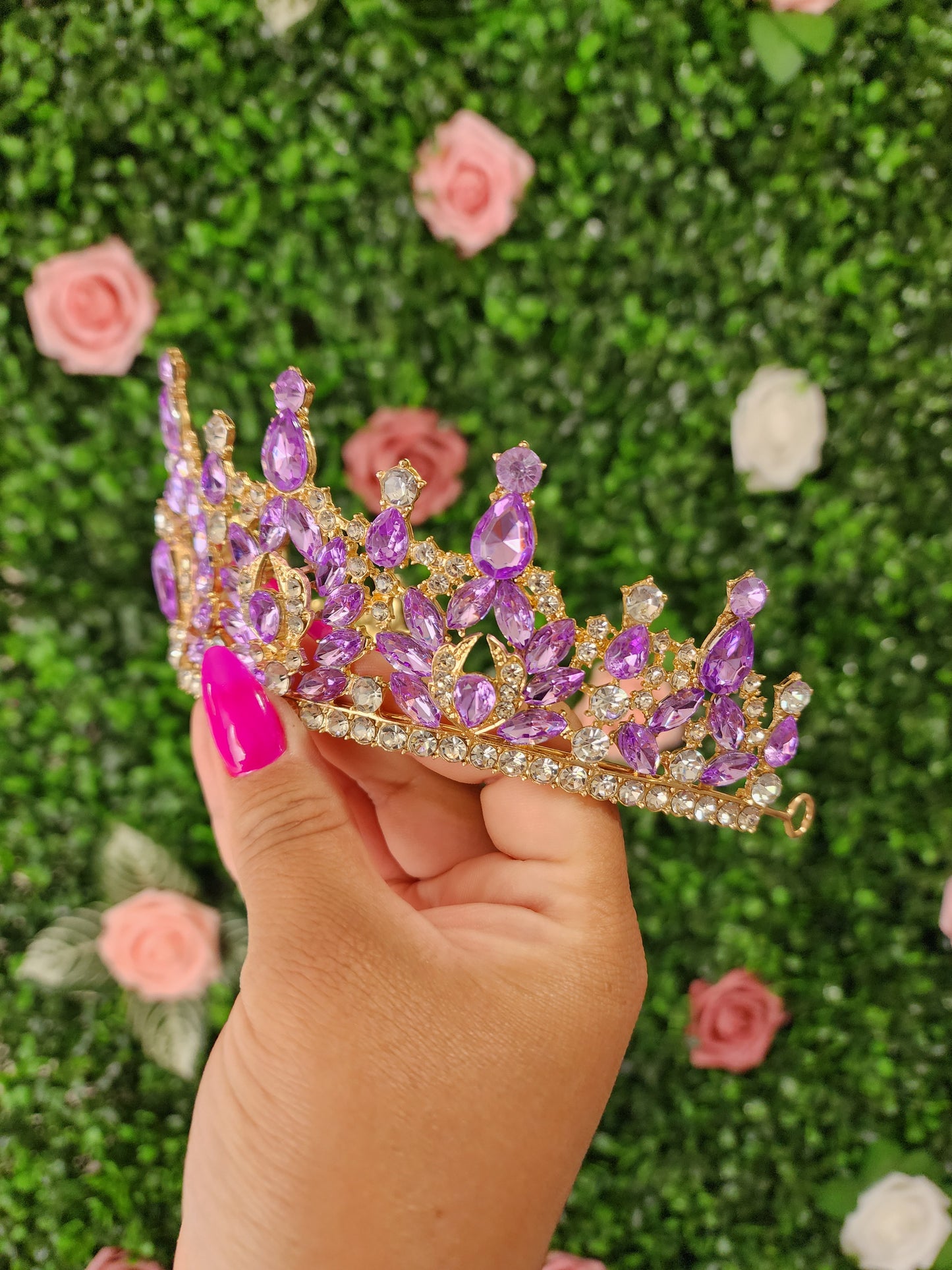 Gold Tiara with Lilac & Silver Rhinestones (275)