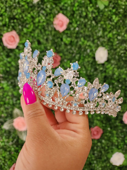 Silver Tiara with Light Blue & Silver Rhinestones (272)