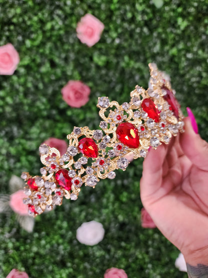 Gold Tiara with Silver Rhinestones (270)