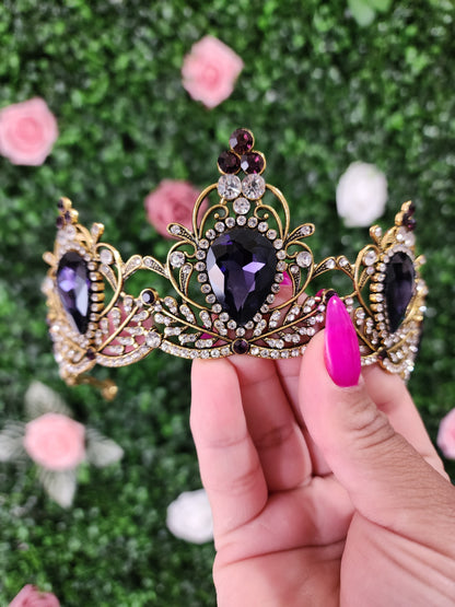 Bronze Tiara with Navy Purple & Silver Rhinestones (274)